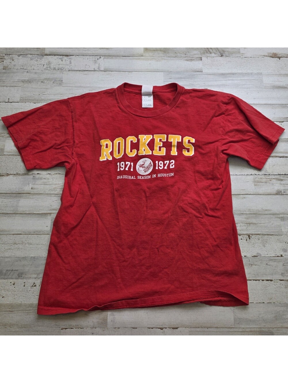 Houston Rockets 2005 Hardwood Classic Nights Schedule Red Graphic Tee Mens LG